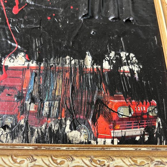 Original Framed Mixed Media Abstract Art Painting Collage 8x10 "Econo" - Picture 2 of 7